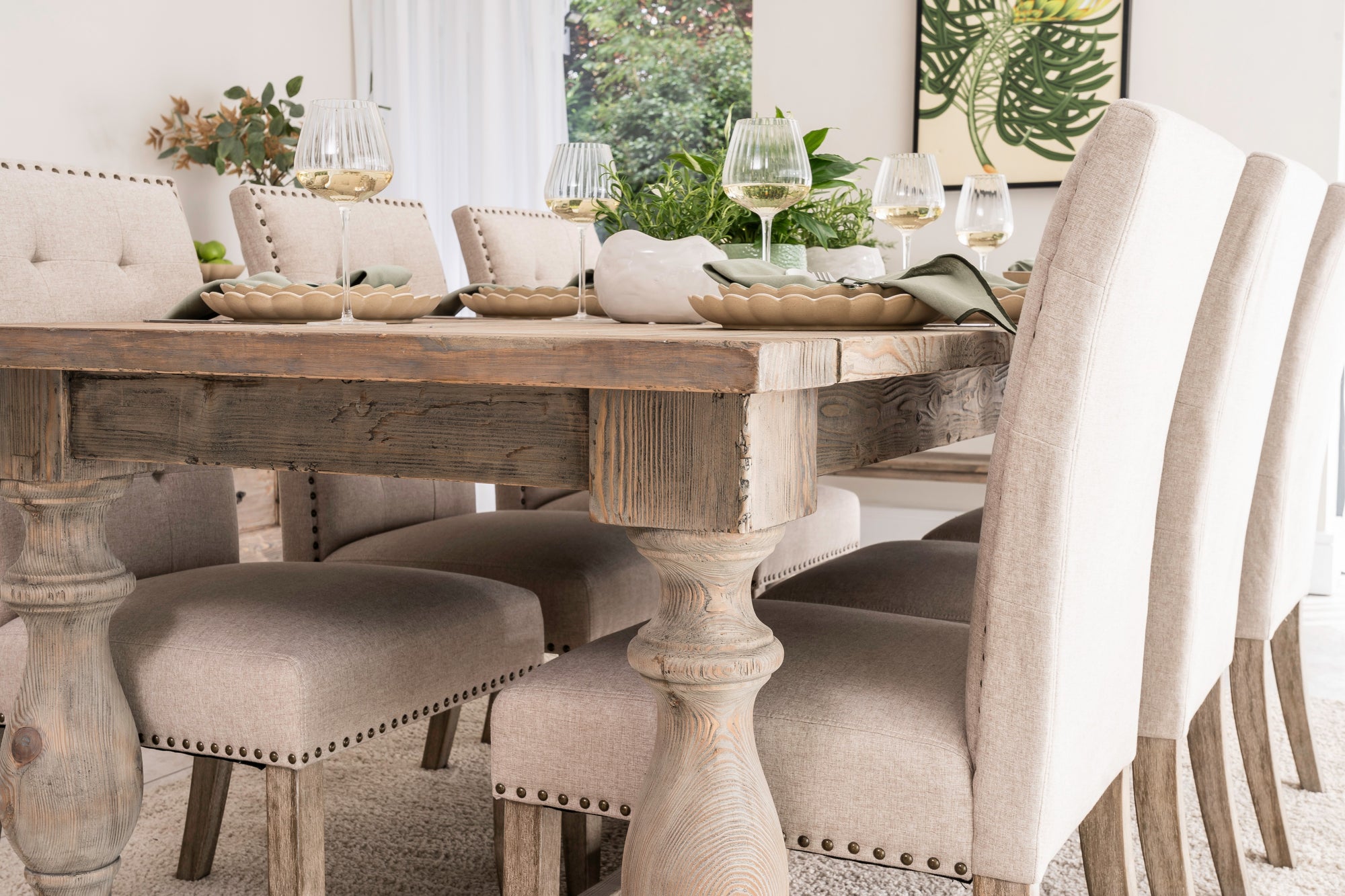 2.2m Refectory Table With 6 Chairs