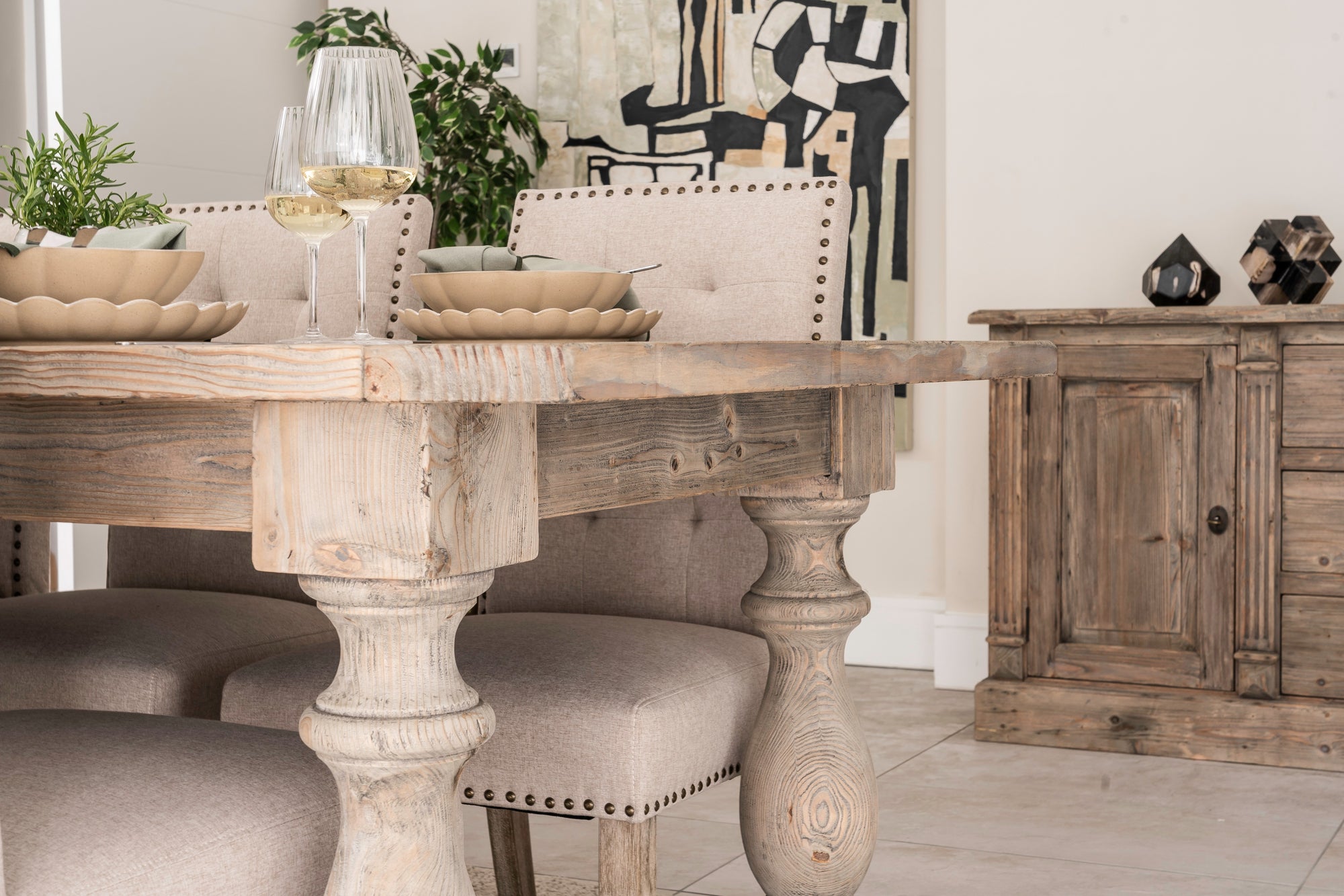 2.2m Refectory Table With 6 Chairs