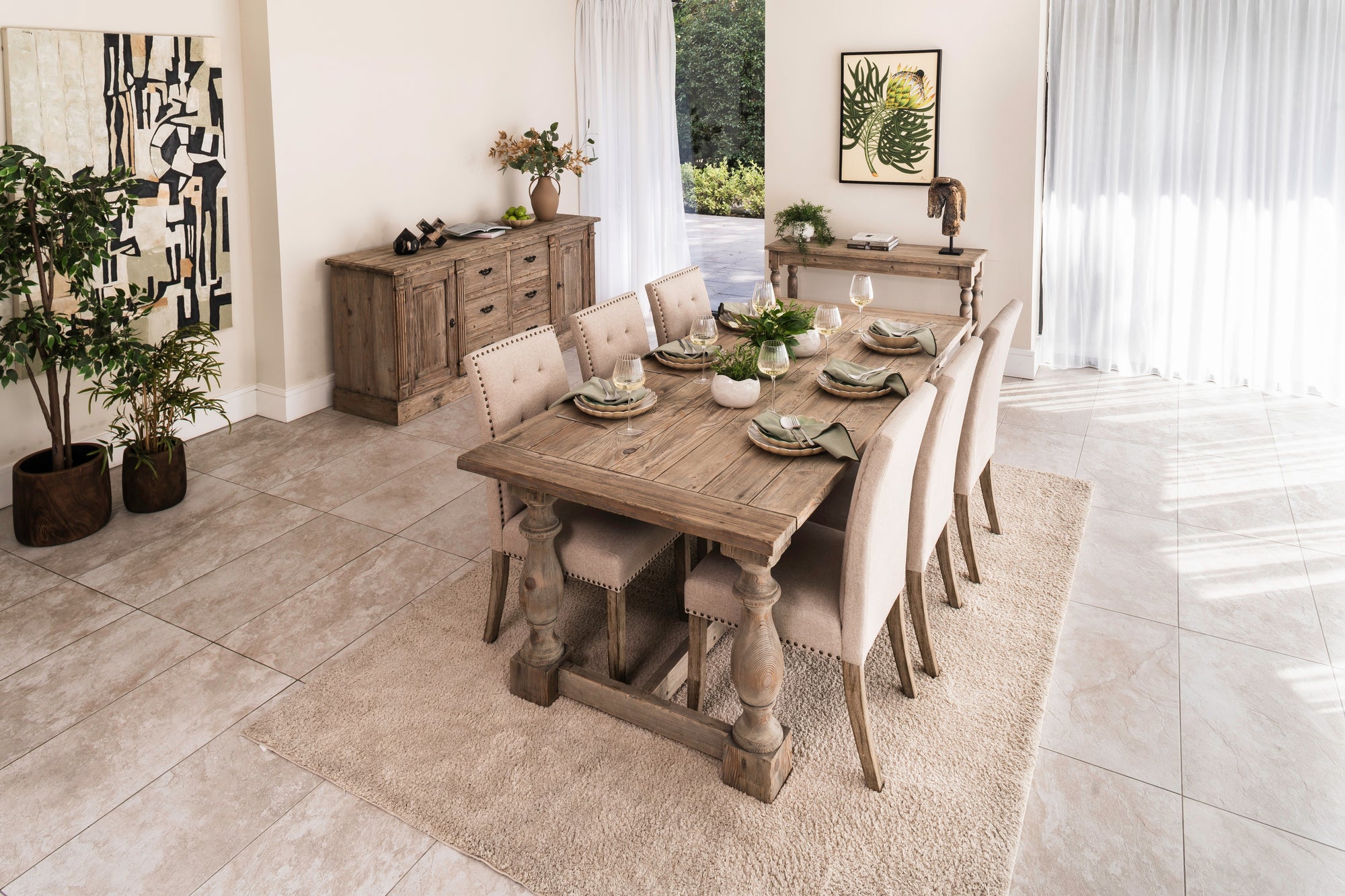 2.2m Refectory Table With 6 Chairs