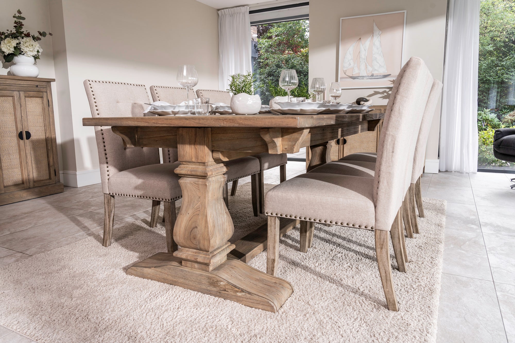 2.2m Refectory Table With 6 Chairs